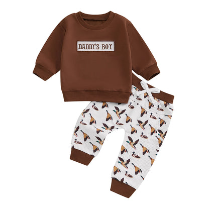 2 Piece Set Daddy's Boy Top with Long Pants