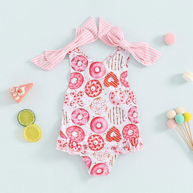 Sleeveless Floral Ruffle Swimwear