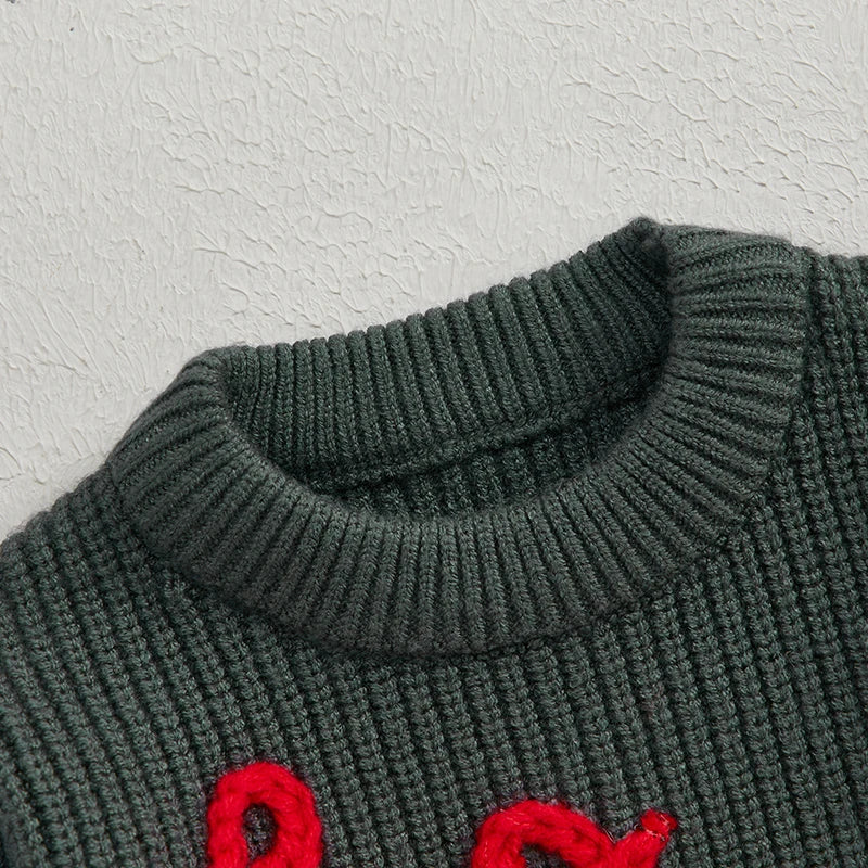 Embroidery Christmas Sweaters Long Sleeve O Neck