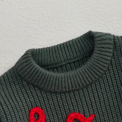 Embroidery Christmas Sweaters Long Sleeve O Neck