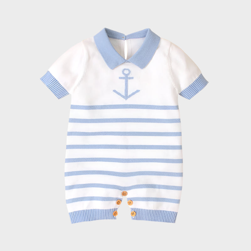 Strips Short Sleeve Romper