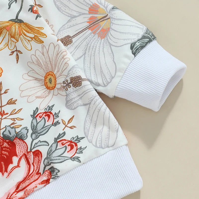 2 Pieces Floral  Long Sleeve Suit