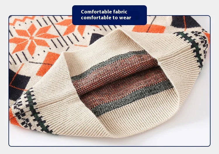 Pull tricoté à manches longues à carreaux et flocons de neige Workmanship™