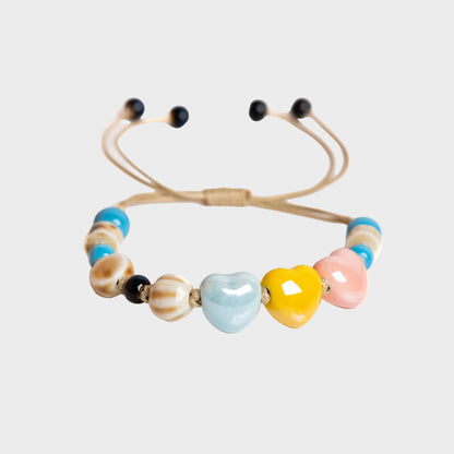 Ceramic Heart Bead Bracelet