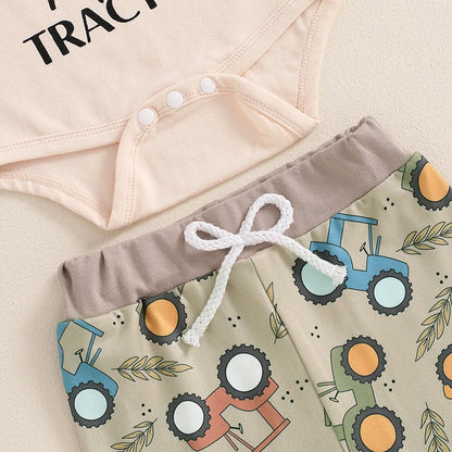 3 Piece Farm Tractor Long Sleeve Outfit