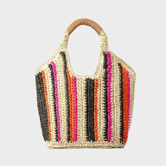 Casual Striped Straw Tote Bag
