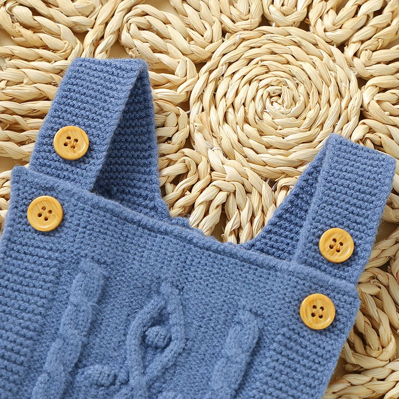 2 Pieces Knitted Sleeveless Overalls