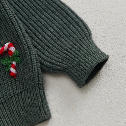 Embroidery Christmas Sweaters Long Sleeve O Neck