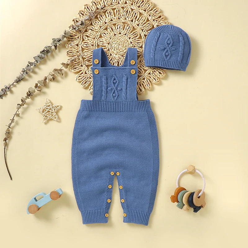 2 Pieces Knitted Sleeveless Overalls
