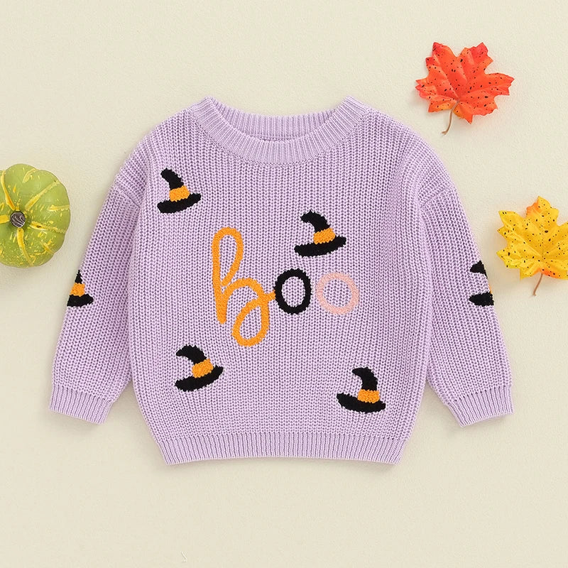 Halloween Embroidery Knitted Sweater