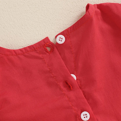 Embroidered Long Sleeve Plaid Romper