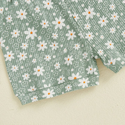 3 Piece Floral Ruffles Summer Outfit