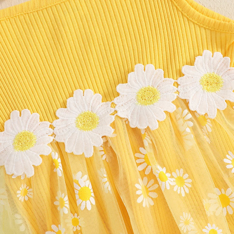 Daisy Ribbed Dress with Bow Headband