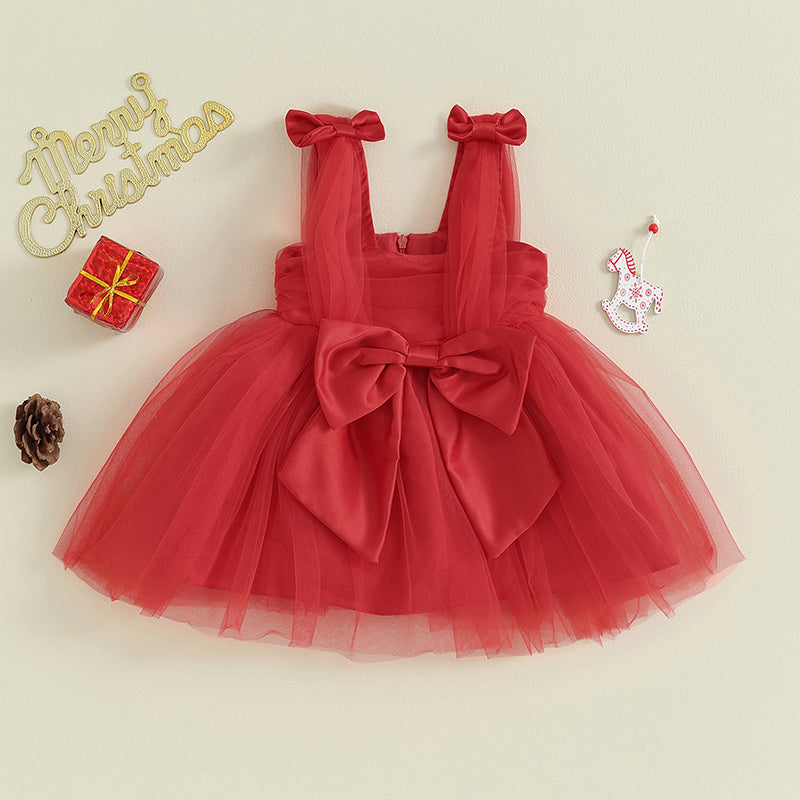Strap Bow Christmas Tutu Sun Dress