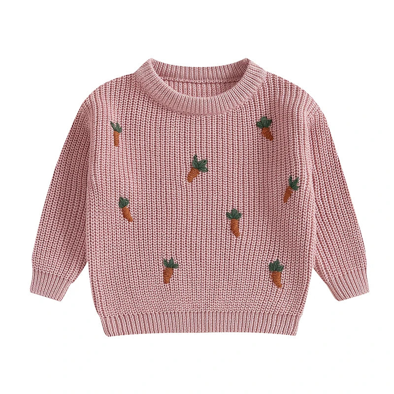 Carrot Embroidered Sweater