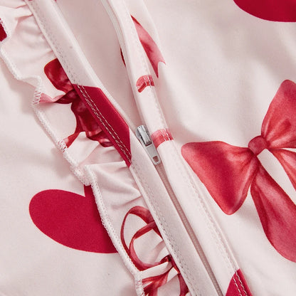 2 Piece Bow Heart Jump Suit