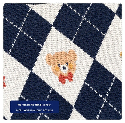 Diamond Pattern Cartoon O-neck