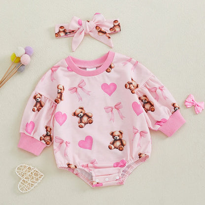 Body à manches longues avec bandeau et motif ours de dessin animé 