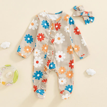 Combinaison fleurie avec bandeau