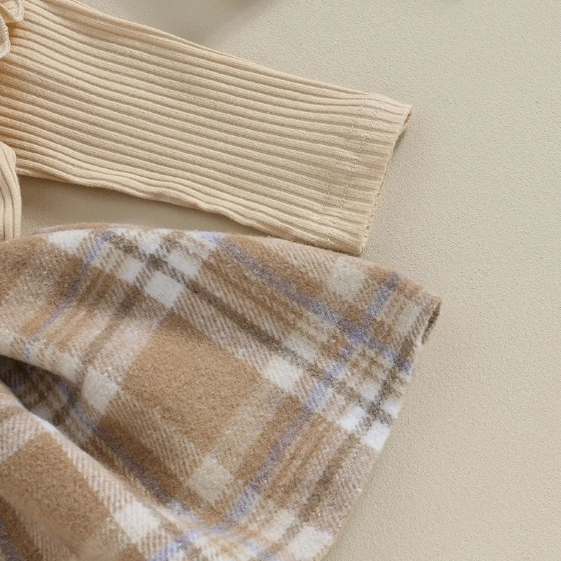 Checkered Dress with Bow Headband