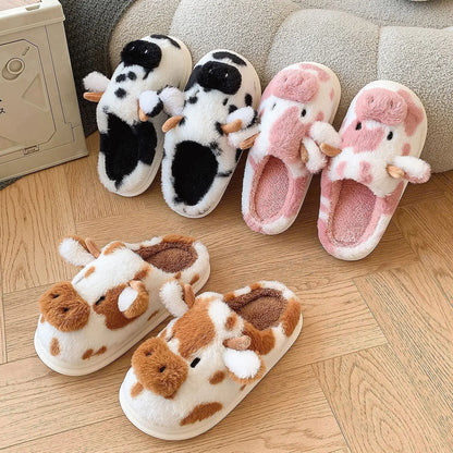 Pallene Cow milk Fuzzy Slippers