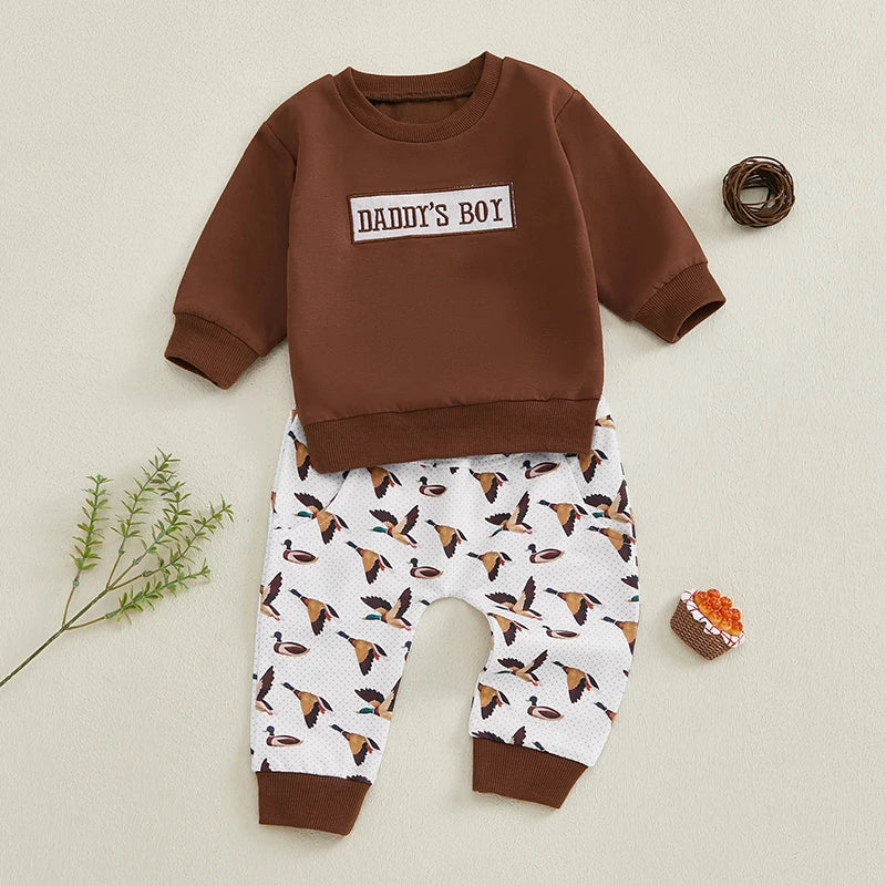 2 Piece Set Daddy's Boy Top with Long Pants