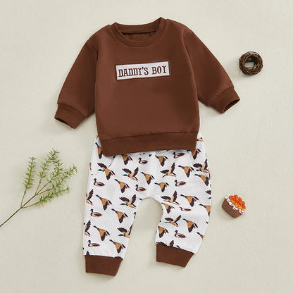 2 Piece Set Daddy's Boy Top with Long Pants