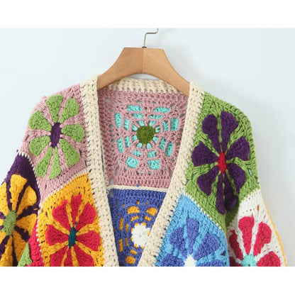 Floral Plaid Hand Made Cardigan