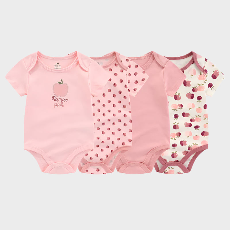 4 Pieces Fashion Short Sleeve Cartoon Onesies