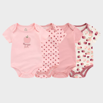 4 Pieces Fashion Short Sleeve Cartoon Onesies