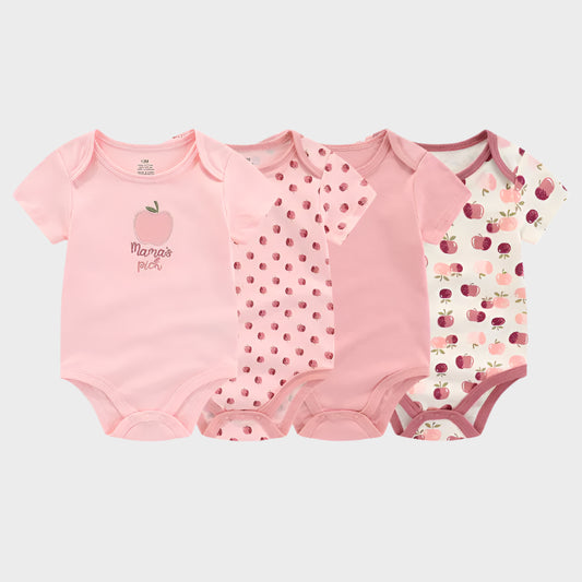 Combinaison à manches courtes à la mode avec dessin animé, lot de 4 pièces