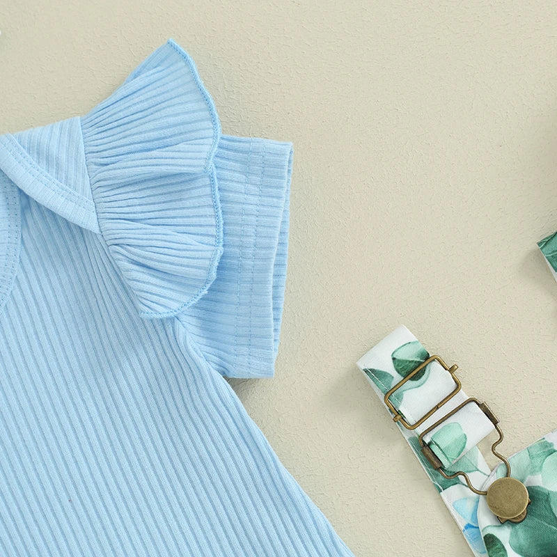 3 Piece Casual Floral Outfit with Headband