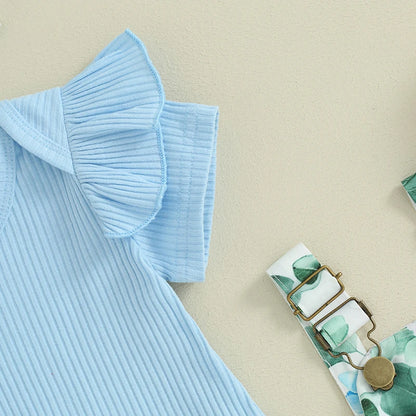 3 Piece Casual Floral Outfit with Headband