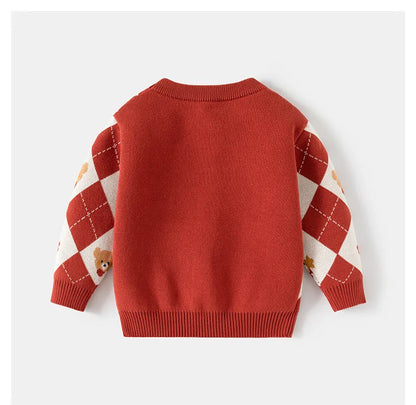 Diamond Pattern Cartoon O-neck