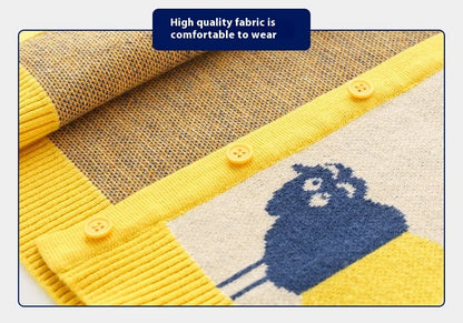 Pull à manches longues Workmanship™ Cartoon à col en V avec bouton