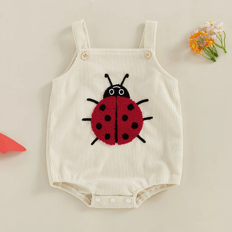 Sleeveless Embroidery Ladybug Bee Fruit