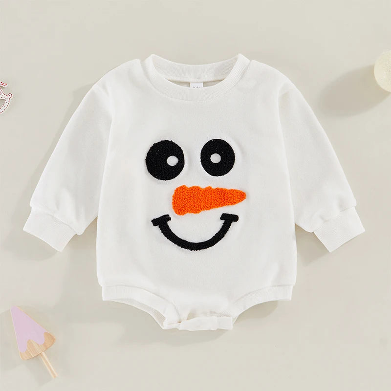 Snowman Embroidered Long Sleeve Bodysuits
