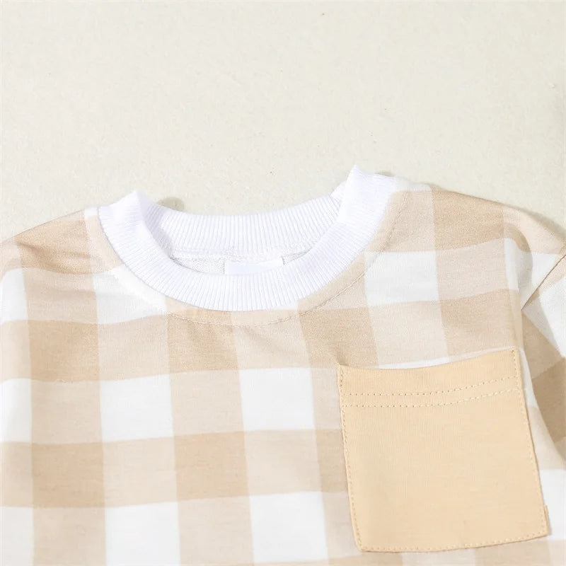 Body à manches longues avec poches et carreaux écossais