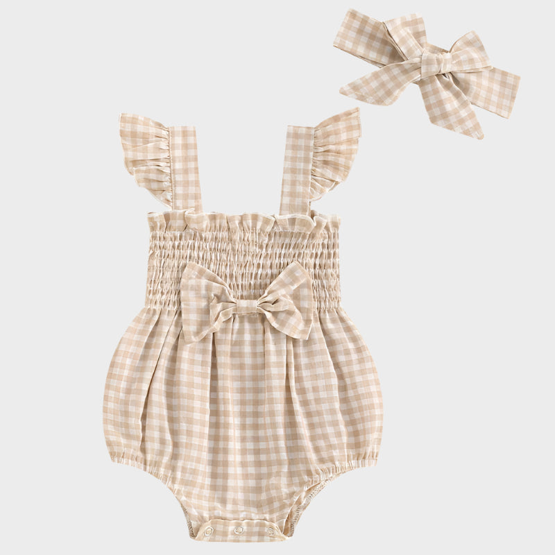 Ruffles Sleeveless Strap Plaid