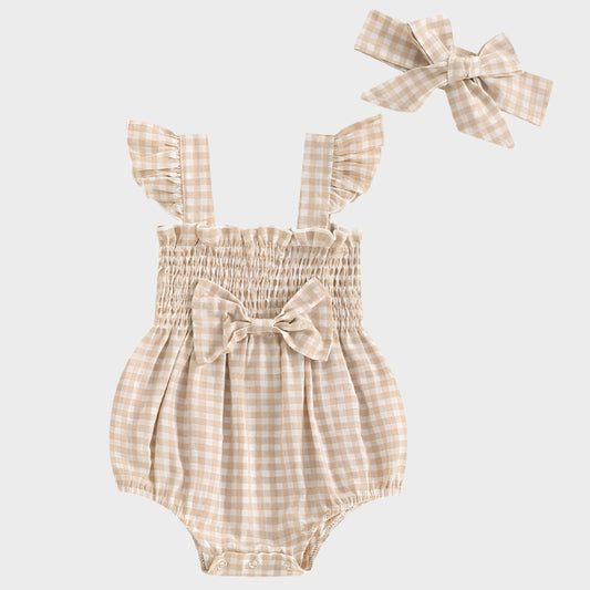 Ruffles Sleeveless Strap Plaid