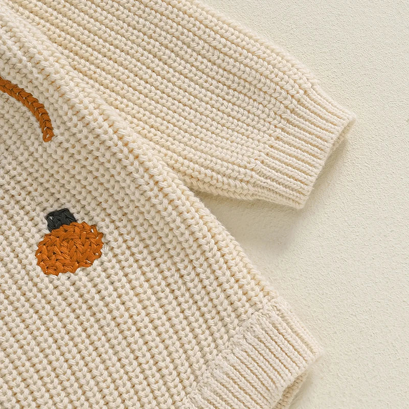 Combinaison pull décontractée avec broderie de lettres citrouilles