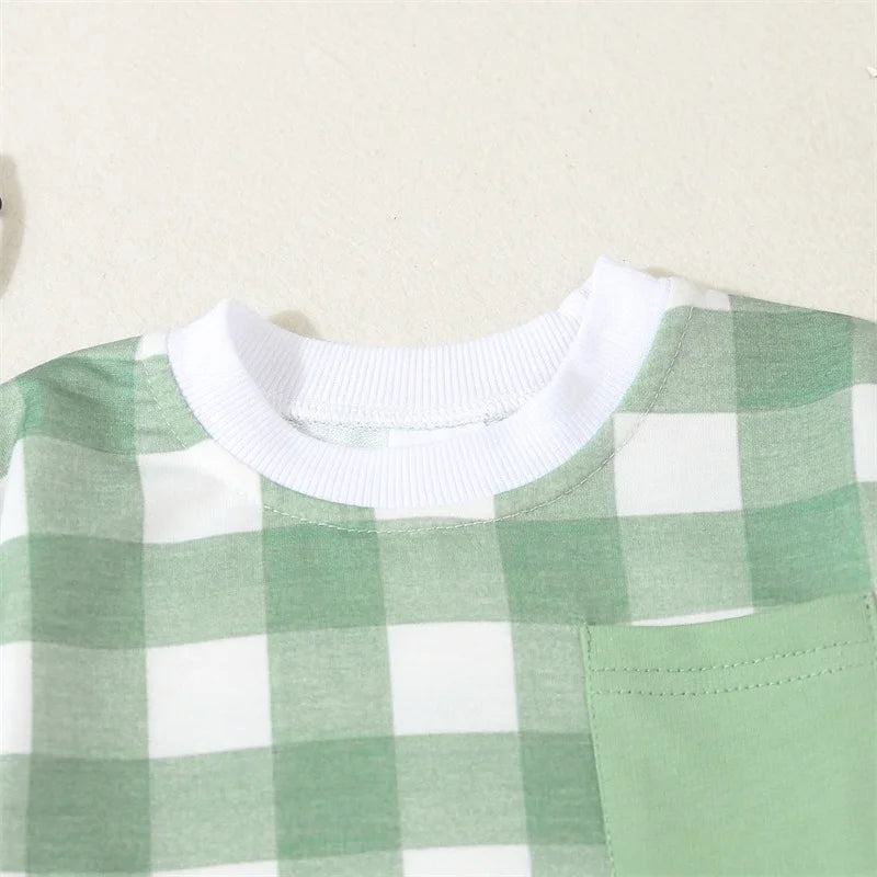 Body à manches longues avec poches et carreaux écossais