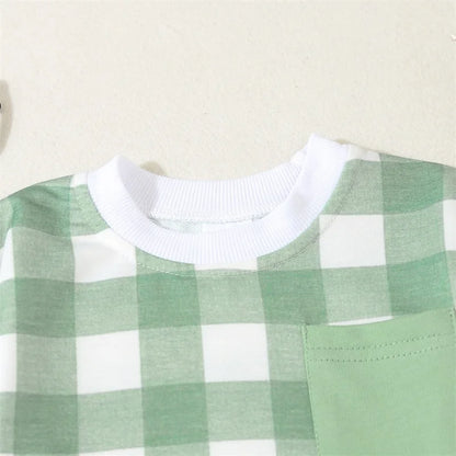 Body à manches longues avec poches et carreaux écossais