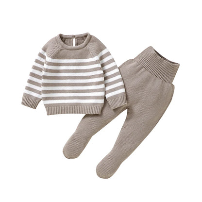 2 Piece Knitted Striped Suit