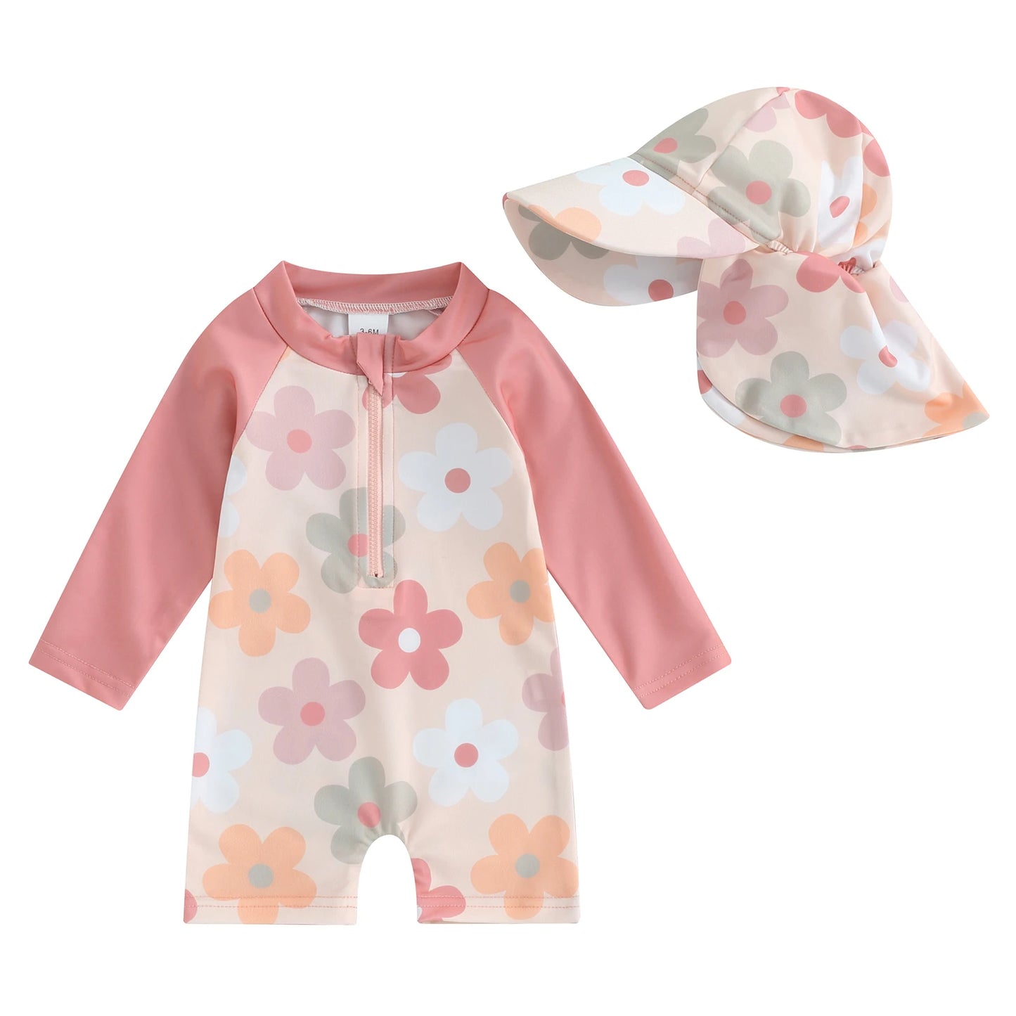 Maillot de bain 2 pièces à imprimé floral et protection contre les ruées vers la faune