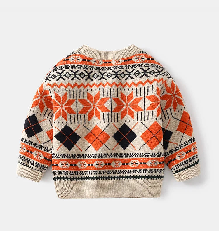 Pull tricoté à manches longues à carreaux et flocons de neige Workmanship™