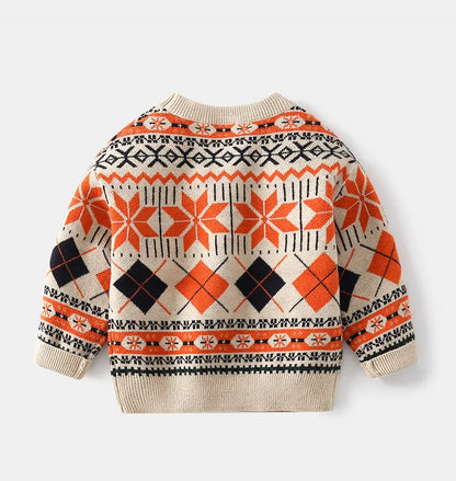 Pull tricoté à manches longues à carreaux et flocons de neige Workmanship™