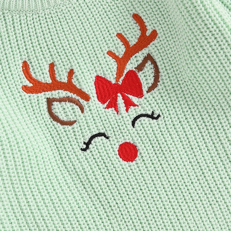 Pull de Noël brodé à manches longues avec motif renne™