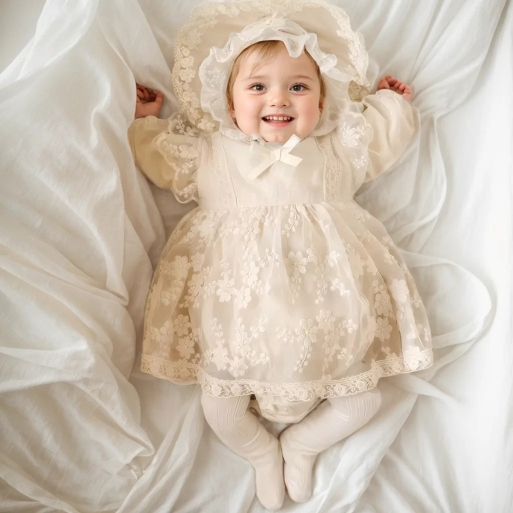 Puff Long Sleeve Romper Dress With Headband