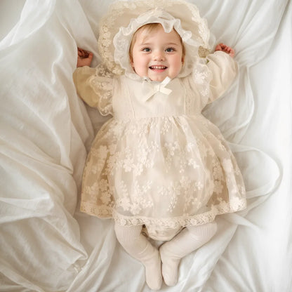 Puff Long Sleeve Romper Dress With Headband